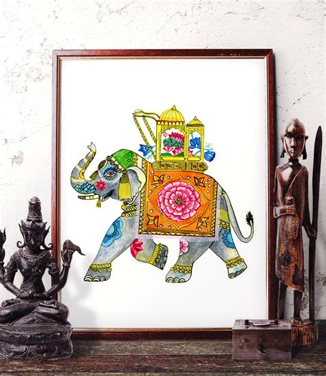 Traditional Elephant Watercolor Painting Indian Elephant Wall - Etsy