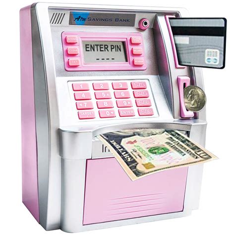 Buy 2024 Upgraded ATM Saving Bank Machine for Kids Adults with Card ATM Piggy Bank for Real ...