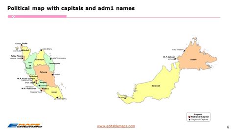 Malaysia Map with 13 States and 3 Federal Territories - Editable ...