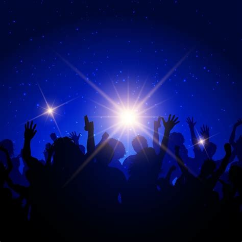 Free Vector | Silhouette of a party crowd on a night sky background