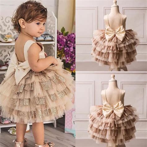 Sweet Princess Toddler Baby Girl Party Tutu Dress Sequin Layered Cake Dress Wedding Birthday ...