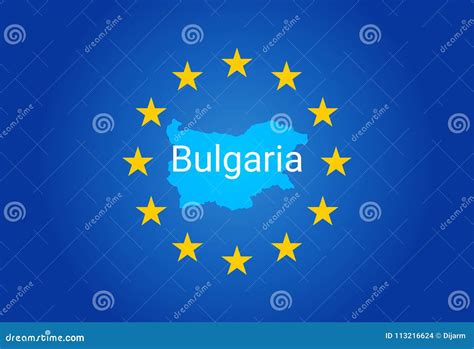 EU - European Union Flag and Map of Bulgaria. Vector Stock Illustration ...