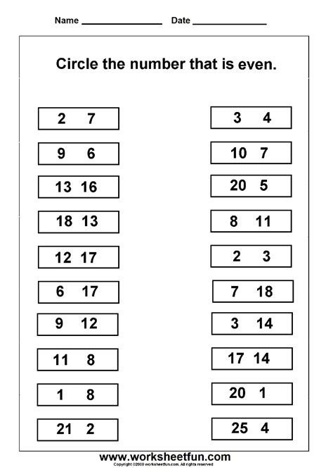 Even & Odd Numbers – 2 Worksheets | Comparing numbers worksheet, Number worksheets kindergarten ...