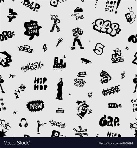 Rap music graffiti street style -seamless Vector Image