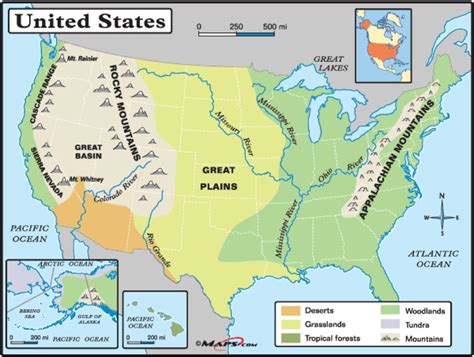 Mapa físico de estados UNIDOS - mapa Físico, estados UNIDOS (América del Norte - América)