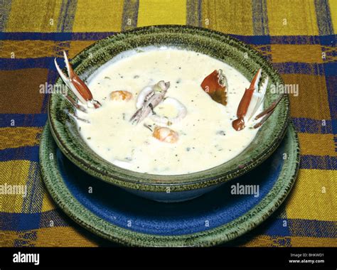 El Salvador. Salvadoran gastronomy. Seafood cream Stock Photo - Alamy