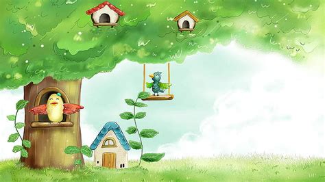 Artistic Of Birds House Cartoon, HD wallpaper | Peakpx