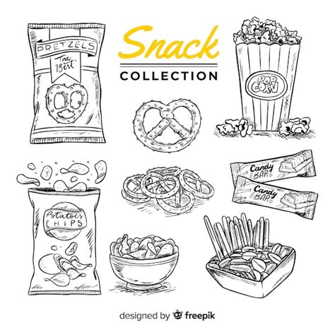 Premium Vector | Hand drawn delicious snack collection