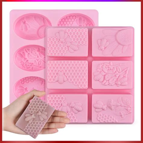 SJ 1pc Honey Bee Silicone Soap Mold diy Handmade Craft 3d Soap Mold Silicone Rectangular Oval 6 ...