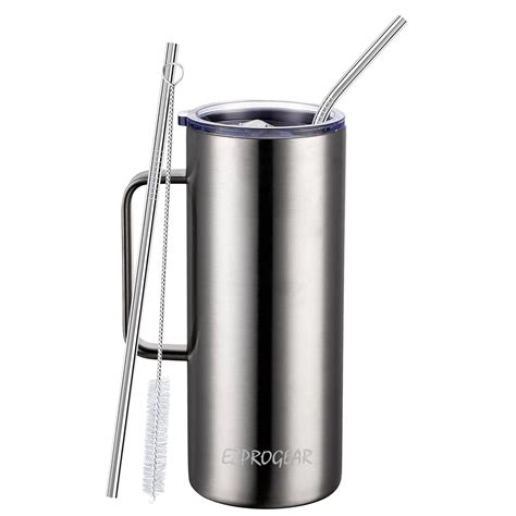 Ezprogear 32 oz Stainless Steel Color Stainless Steel Coffee Mug Double ...