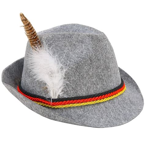 Skeleteen German Oktoberfest Alpine Fedora - Bavarian Swiss Traditional Trachten Felt Costume ...