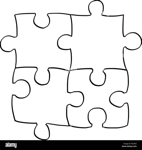 Vector Artistic Drawing Illustration of Four Jigsaw Puzzle Pieces Stock ...