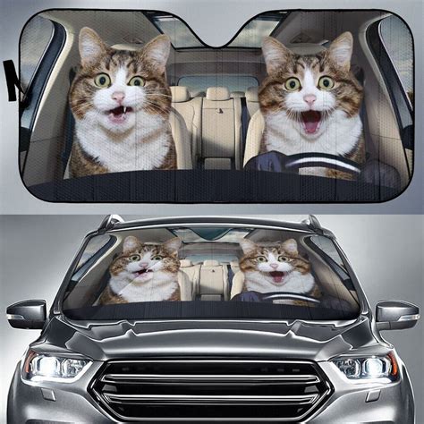 Funny Couple Cat Driving Auto Sunshade Car - FridayStuff