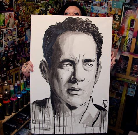 Tom Hanks, black ink, 75x50cm : Art