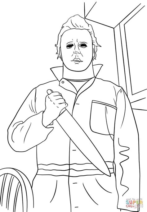 Halloween Coloring Pages Michael Myers | Michael myers drawing, Michael ...