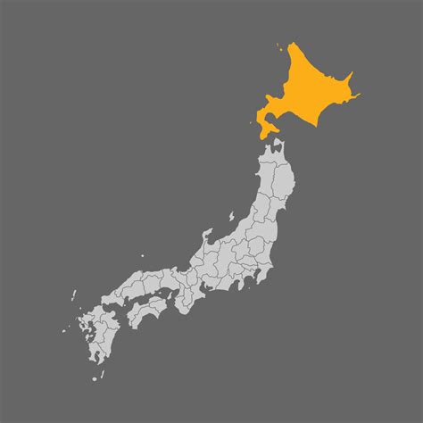 Hokkaido prefecture highlight on the map of Japan 8295976 Vector Art at ...