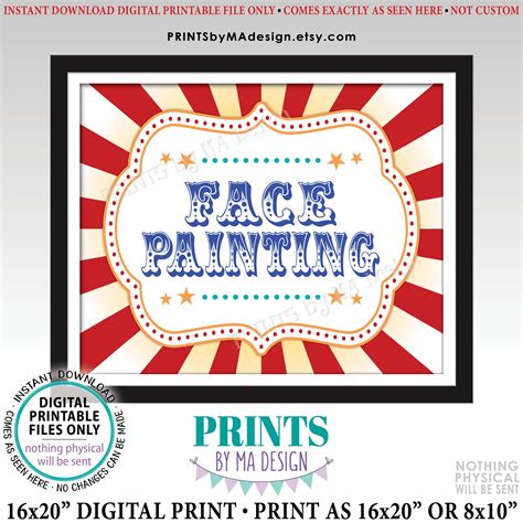 Face Painting Sign Printable - Printable Word Searches