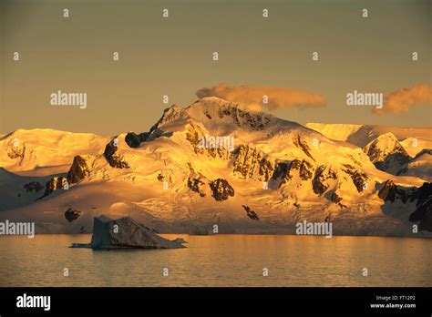 Ice covered mountains at sunset, Lemaire Channel, near Graham Land Antarctica Stock Photo - Alamy