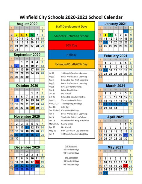 Winfield City Schools Holiday Calendar 2023-2024 - District School Calendar