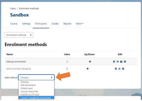 How to use the course completion enrollment method. - MIC-LEAD ...