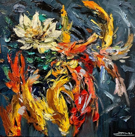 Eric Alfaro - Water Lilies I, Impressionism, Floral, Cuban Artist in USA, oil painting, For Sale ...