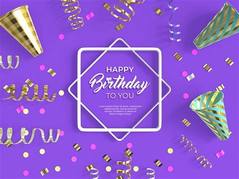 Free PSD | 3d Happy Birthday Banner with Confetti and balloon ...