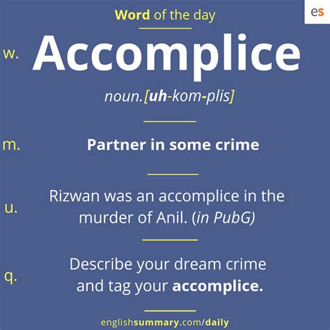 Accomplice Meaning in English, Use and Pronunciation | Learn english ...