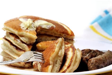 Pancakes and Sausage stock photo. Image of sausage, food - 3069692