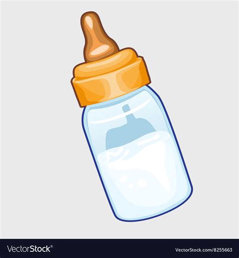 Baby bottle full of milk closeup Royalty Free Vector Image