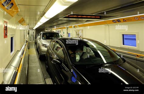 A generic stock image inside the carriage of a Eurotunnel train as it heads from Calais, France ...