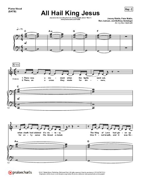 All Hail King Jesus Sheet Music PDF (Jeremy Riddle) - PraiseCharts