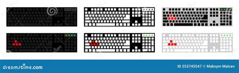 Blank Black Keyboard Layout. Game Keyboards Set Stock Vector - Illustration of enter, electronic ...