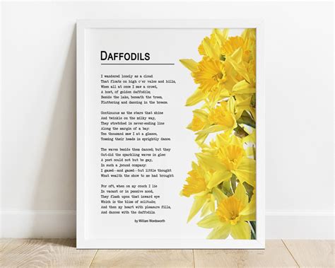 PRINTABLE Daffodils Poem by William Wordsworth Spring - Etsy UK