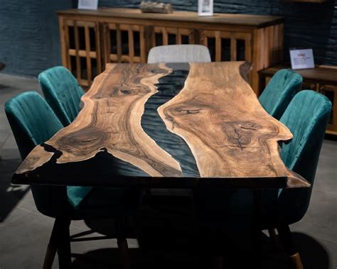 Custom River Table Epoxy Resin Coffee Table, Live Edge Epoxy River Table, Dining Room Wood ...