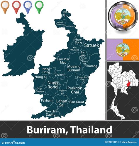 Map of Buriram, Thailand stock vector. Illustration of thailand - 222791291