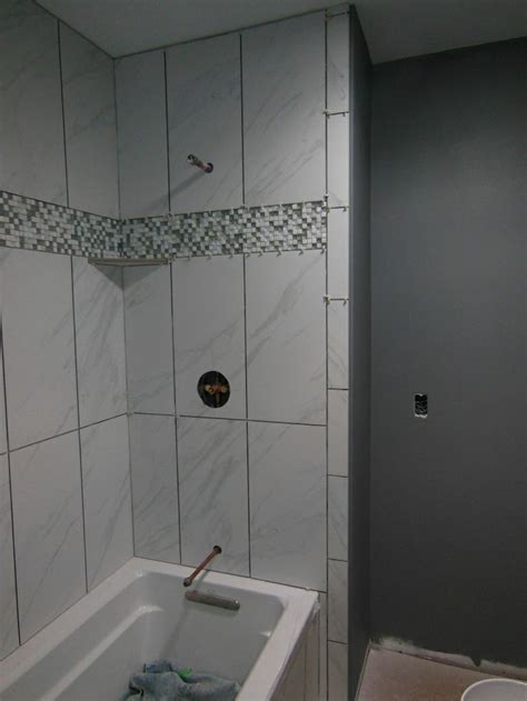 badgergal's image | Tile tub surround, Large shower tile, Marble bathroom designs