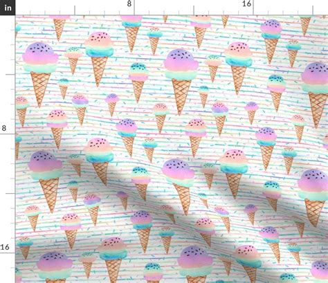 watercolor pastel ice cream cones Fabric | Spoonflower