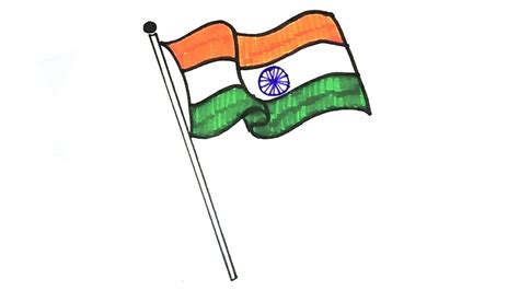 Indian Flag Drawing Photos : Flag Drawing Indian 3d Draw Easy Step National Tutorial | Bodenewasurk