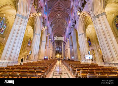 Interior view of the Washington National Cathedral at Washington DC ...