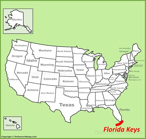 Florida Keys location on the U.S. Map - Ontheworldmap.com