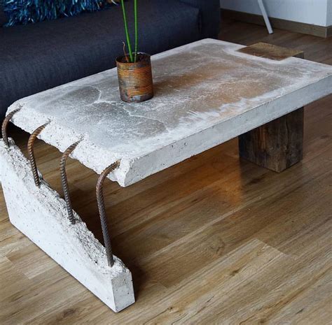 Stylish And Functional: The Concrete And Wood Coffee Table - Coffee ...