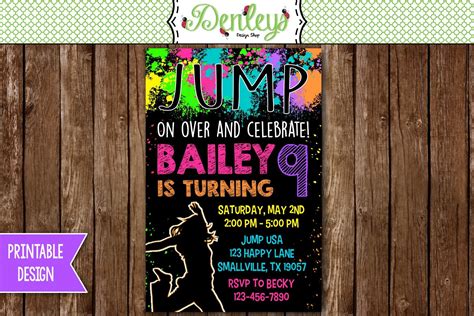 Jump Printable Invitation Trampoline Invitation Trampoline | Etsy