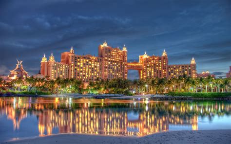 Wallpaper : Nassau, atlantis hotel, Dubai, Bahamas, river, rocks, palm trees, Casino, HDR ...