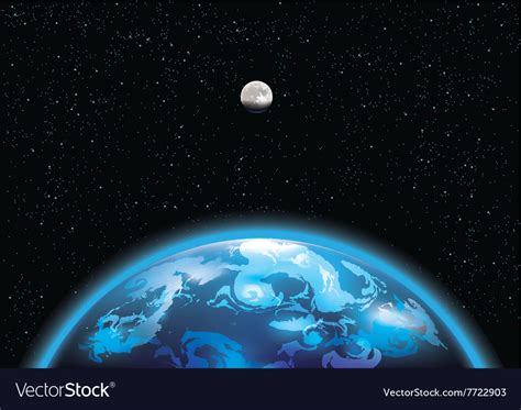 Earth and moon in space Royalty Free Vector Image