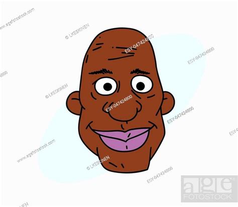 Happy black man face, hand drawn cartoon image. Freehand artistic illustration, Stock Vector ...