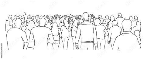 Crowd of people. Line drawing vector illustration. Stock Vector | Adobe ...