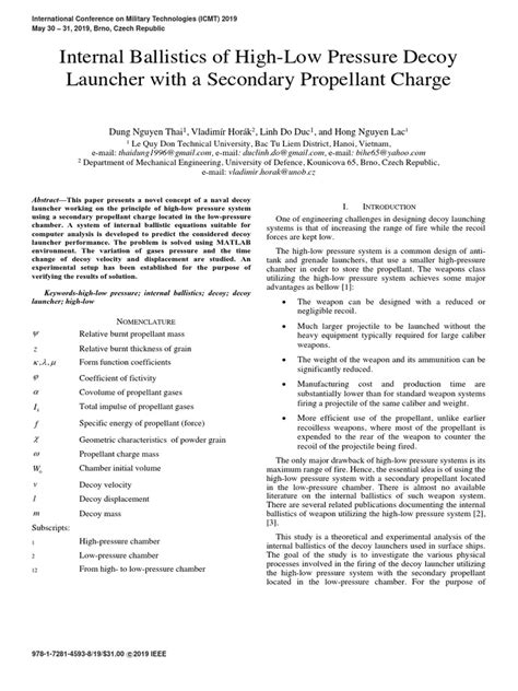 Internal Ballistics of High-Low Pressure Decoy | Download Free PDF | Physical Quantities | Mechanics