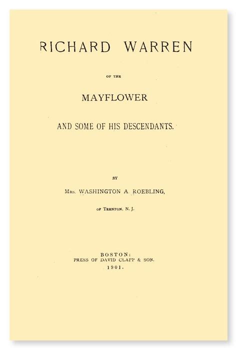 Richard Warren of the Mayflower and some of his Descendants | Family tree genealogy, Richard ...