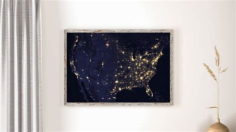 USA Map by Night Print United States Map Poster America Map Wall Art US ...