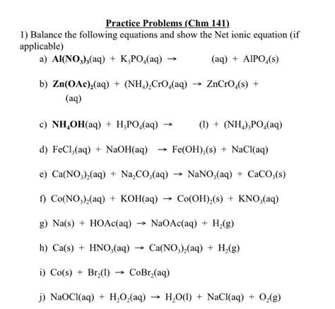 Solved: Balance The Following Equations And Show The Net I... | Chegg.com